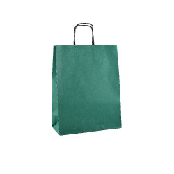 Papírová taška přírodní 18x21x8cm zelená s proužky 154004  