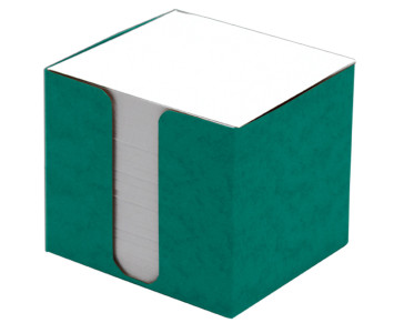 Špalíček papírový 8,5x8,5x8cm bílý,prešp.krabička zelená 108327
