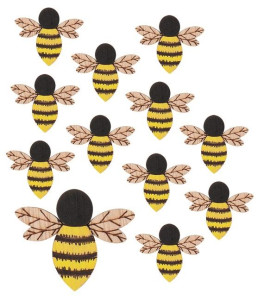 7625 Včela dřevěná s lepíkem 4 cm, 12 ks v sáčku