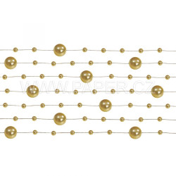 401108 Svatební girlanda z perel   zlatá 5 x 1,3m 