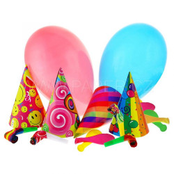 402976 Karnevalový set   8x čepička, frkačka, balónek