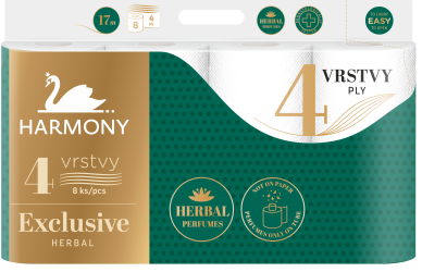Toaletní papír Harmony Exclusive Herbal 8x17m, 4vrstvý parfém.