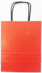 Papírová taška přírodní 18x21x8cm červená s proužky 154003 x  