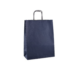 Papírová taška přírodní 18x21x8cm modrá s proužky 154005  