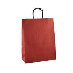 Papírová taška přírodní 25x32x11cm červená s proužky 154023  