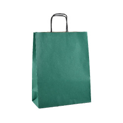Papírová taška přírodní 25x32x11cm zelená s proužky 154024  