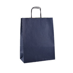 Papírová taška přírodní 25x32x11cm modrá s proužky 154025  