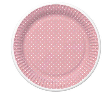 Papírový talíř velký PM 23cm, 8ks,  White Dots on Pink  TD02_OG_036803