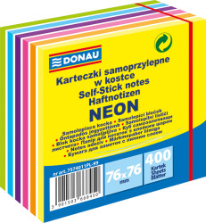Samolepící bloček Donau 76x76mm 400 listů, NEON mix 6 barev