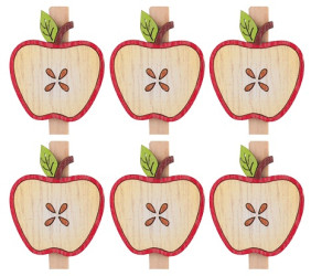 42011 Jablíčka dřevěná na kolíčku 3,5 cm, 6 ks