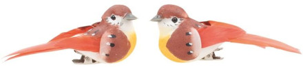 4334 Ptáček na klipu 8 cm, 2 ks, oranžový